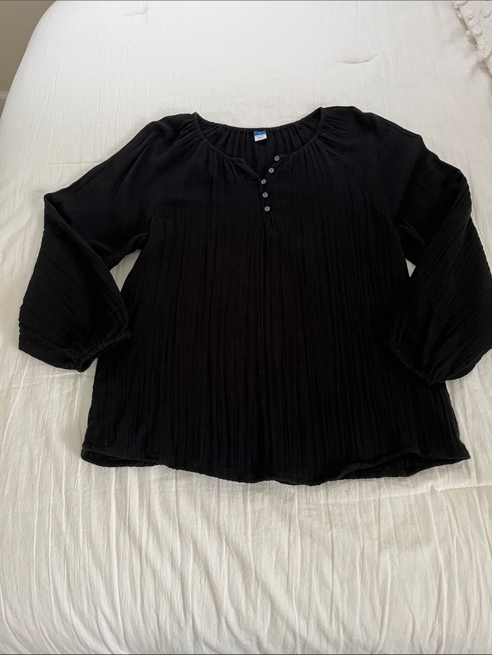 Old Navy Black Gauze Peasant Top